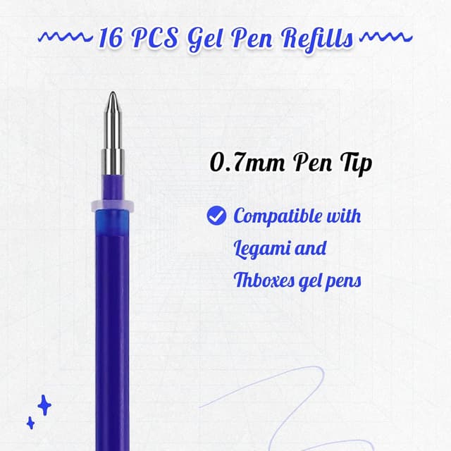 Detalle de Thboxes 16 Radierbare Ersatzminen 0,7 mm – blaue Gelstifte-Nachfüllminen