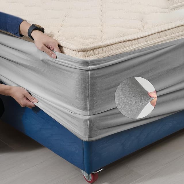 Detalle de DUJUIKE Mantovana per giroletto in velluto riccio per divano letto, protezione e rinnovo (Cal King 180–190 cm) – Grigio chiaro