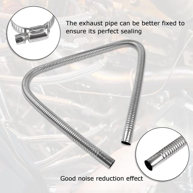Detalle de Abgasschlauch für Stromerzeuger, 120 cm – JatilEr Abgasschlauch aus Edelstahl inkl. zwei Edelstahlklammern