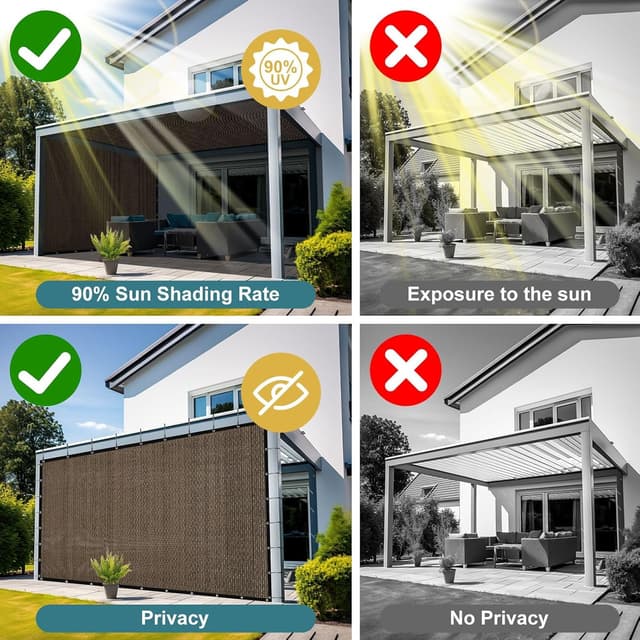 Detalle 2 de Shade&Beyond 90% Sun Shade Cloth with Grommets (8' x 12') Pergola Shade Cover Canopy, Mocha