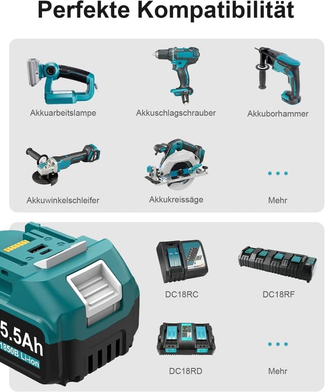 Detalle 2 de TeenPower DC18RF Ladegerät 18 V mit 5500 mAh