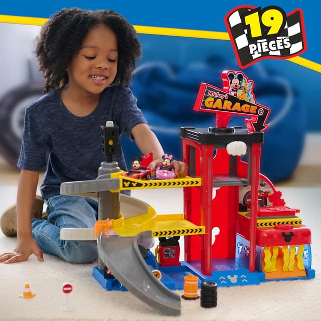 Detalle de Disney Junior Mickey Mouse Ready to Race Garage & Track Playset (19-Piece) by Just Play