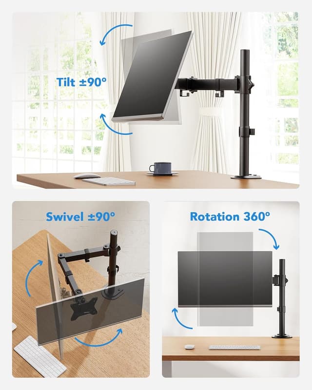 Thumbnail 3 de HUANUO Monitor-Halterung für 13–32 Zoll: höhenverstellbar, neig- schwenk- und drehbar (VESA 75/100)