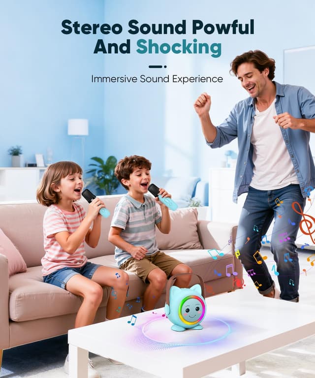 Detalle 2 de Mini Karaoke Machine Toy Portable with 2 Mics 🎤