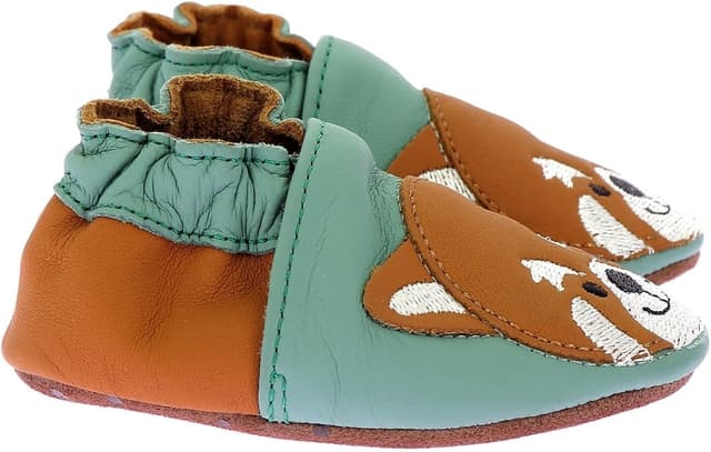 Detalle de Robeez Gingerbear Chausson garçon en cuir souple à semelle antidérapante