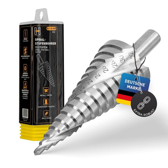 Detalle de Hardtwerk punta per trapano a gradini in HSS, diametro 4–32 mm con codolo triangolare universale