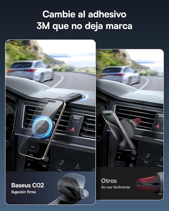 Detalle 2 de Baseus C02 Soporte Magnético para Coche 🚗 Compatible con iPhone y Samsung
