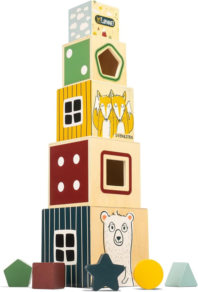 Detalle de HEJ LØNNE Torre de Madera para Apilar 1 año