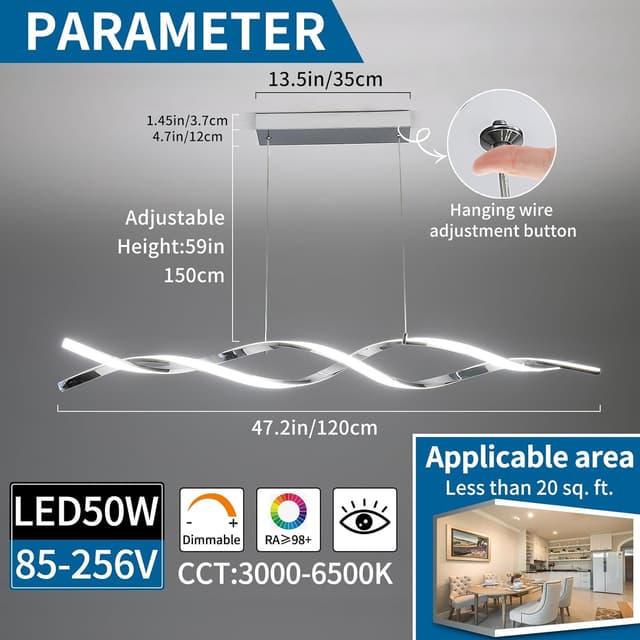 Detalle 2 de Mikeru LED Pendelleuchte 120 cm dimmbar
