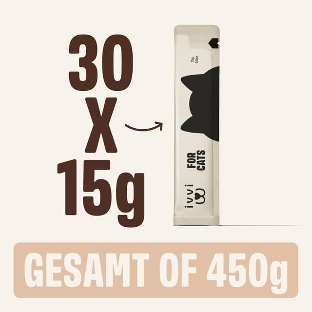 Thumbnail 6 de ivvi Anti-Hairball Essenz für Katzen: Schlecksnack mit echtem Thunfisch gegen Haarballen (30 x 15 g)