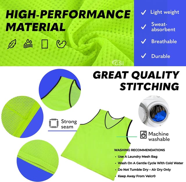 Detalle de GSi Sports Pinnies mesh training vests pack