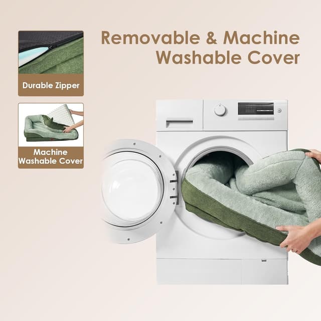 Detalle 2 de EHEYCIGA orthopädisches Hundebett für mittelgroße Hunde (104 x 68 x 18,5 cm) mit Memory-Schaum, waschbarem Bezug und rutschfestem Boden