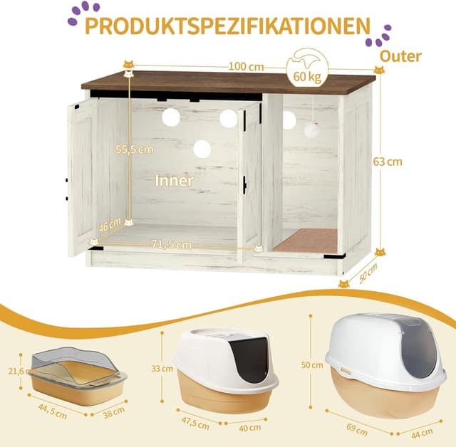 Detalle de Hzuaneri Katzenschrank 100 x 55 x 63 cm