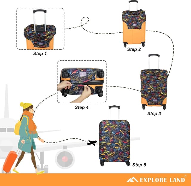 Thumbnail 4 de Explore Land Travel Luggage Cover 18-32 Inch