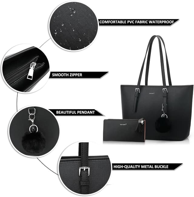 Detalle de TANTOMI Women’s 15.6 Inch Tote Handbag with Detachable Wallet & Card Holder