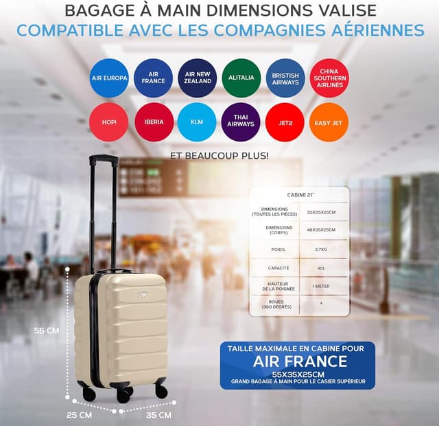 Detalle de Flight Knight valigia rigida in ABS a 4 ruote 55x35x25 cm da cabina