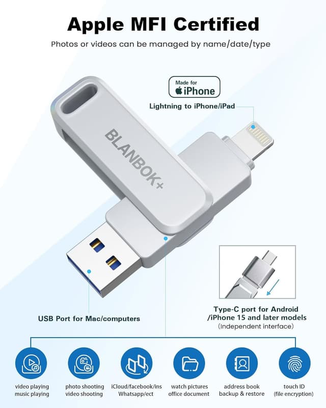 Detalle 2 de MFi Certified 256GB iPhone Flash Drive