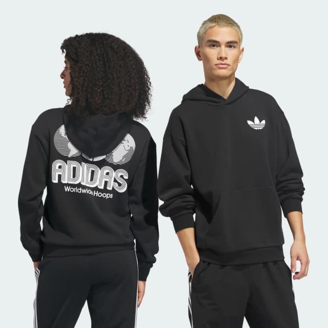 Detalle de adidas Sudadera con capucha World Wide Hoops en negro