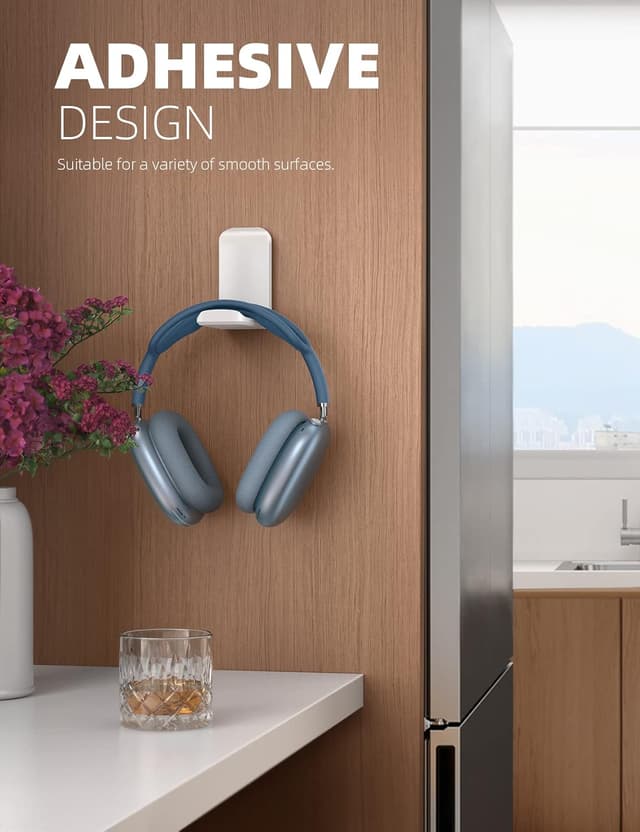 Detalle de Lamicall magnetische, faltbare Kopfhörerhalterung mit Klebeband (weiß) – universal für Over-Ear & Gaming-Headsets