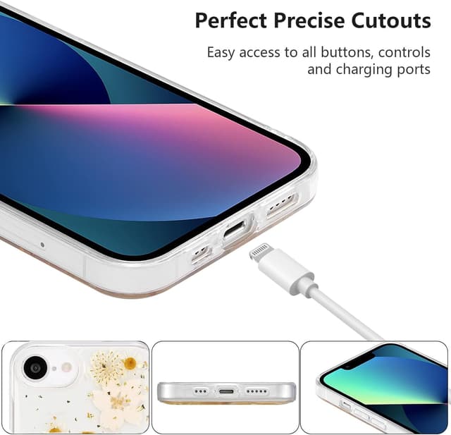 Thumbnail 6 de Riccase Clear iPhone 16e Case with Real Dried Flower – Shockproof TPU Bumper (White Flower)