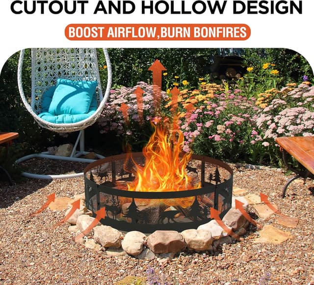 Thumbnail 3 de Red Mountain Valley 36 Inch Fire Pit Ring with Forest Wildlife Design