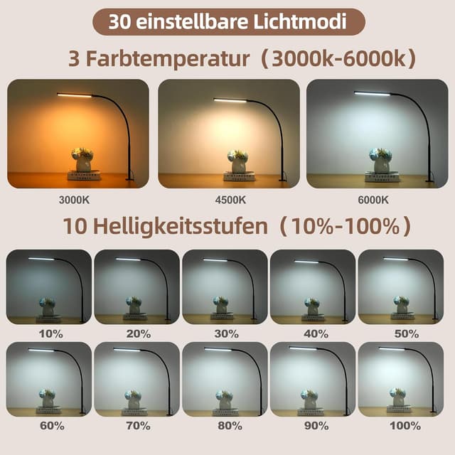 Detalle 2 de LIBORA Schreibtischlampe 3 Farben