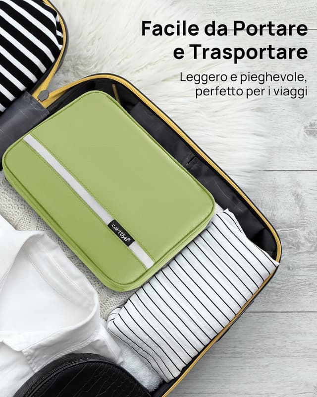 Detalle 2 de Carttiya Beauty Case da viaggio grande impermeabile con gancio in metallo, verde chiaro