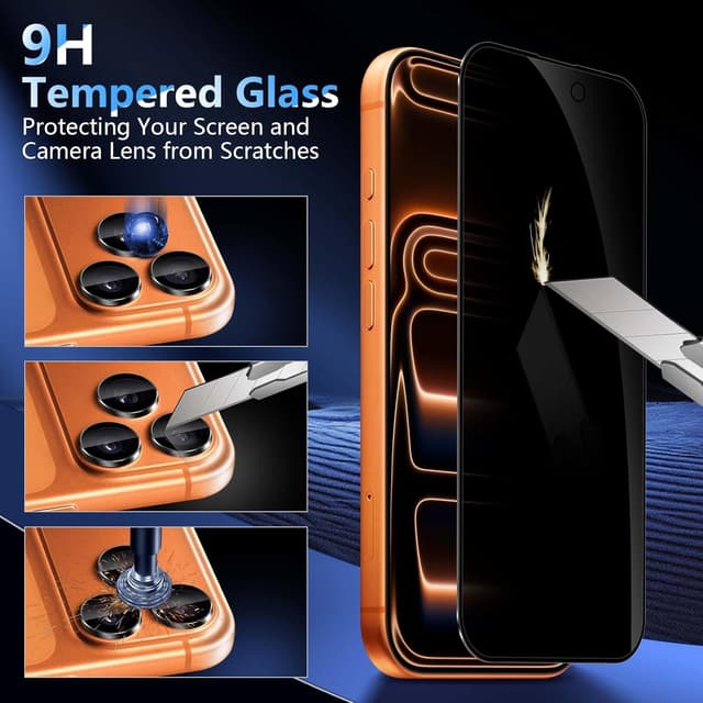 Detalle de Liilaa für iPhone 17 Pro Max Sichtschutz: Privacy-Glasfolie inkl. Kameraschutz (2 Stück Sichtschutz, 1 Satz Kameraschutz)