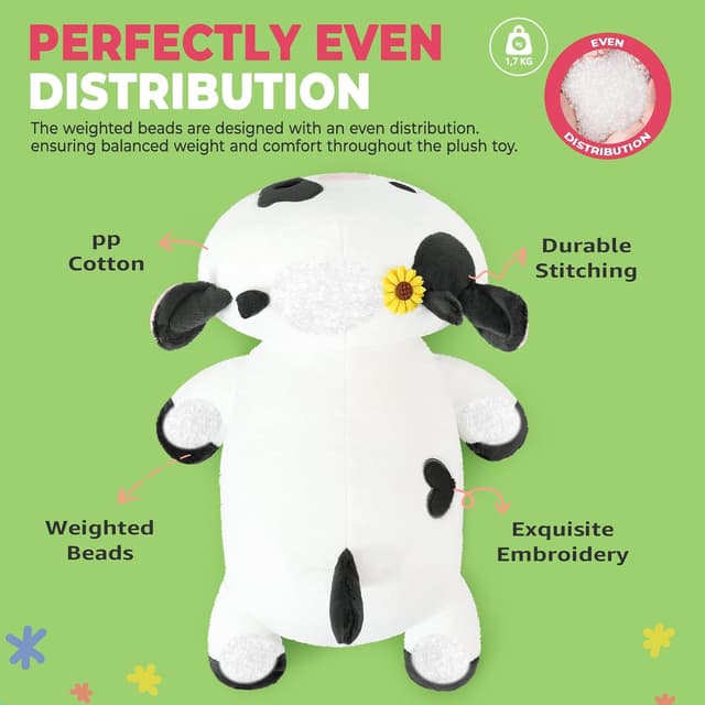 Detalle de shownicer Wärmekissen Stofftier Kuh (50 cm) für Mikrowelle – wärmendes & beruhigendes Kuschelplüsch