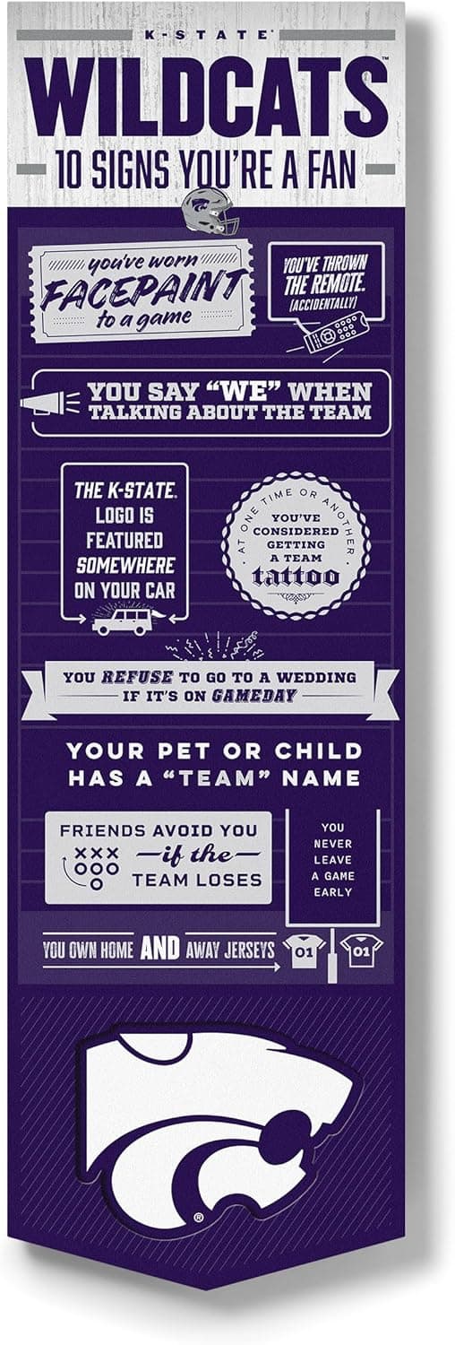 Detalle de YouTheFan Officially-Licensed NCAA 6x19 “Top 10 Signs” Fan Banner (3D, Official Team Logo)