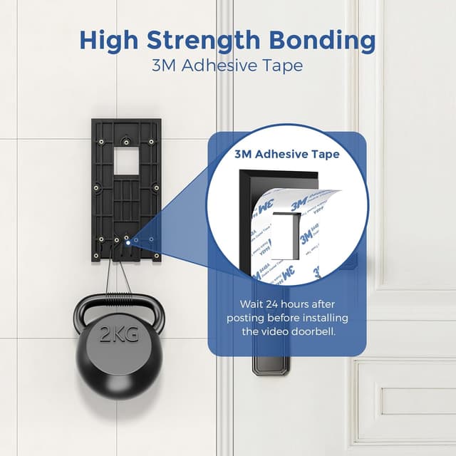 Detalle de Gusfeliz No-Drill Ring Doorbell Mount – strong adhesive backplate holder for Ring Video Doorbell 1/2/3/4 & Battery Plus/Pro