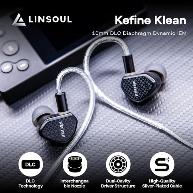 Thumbnail 1 de Linsoul Kefine Klean In-Ear Monitor con driver dinamico DLC 10 mm, inserti intercambiabili e cavo staccabile (Type-C)