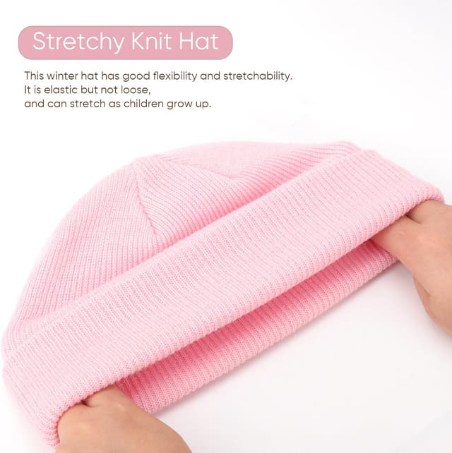 Detalle 2 de DRESHOW Kids Toddler Beanie Winter Hats (Soft Knit) for 3 Months–6 Years – Double-Layer Polyester Warm Cap