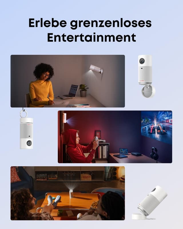 Detalle de NEBULA Capsule Air Projektor mit Google TV (Netflix offiziell lizenziert) – ultrakompakter 720p Mini-Beamer mit WLAN & Bluetooth