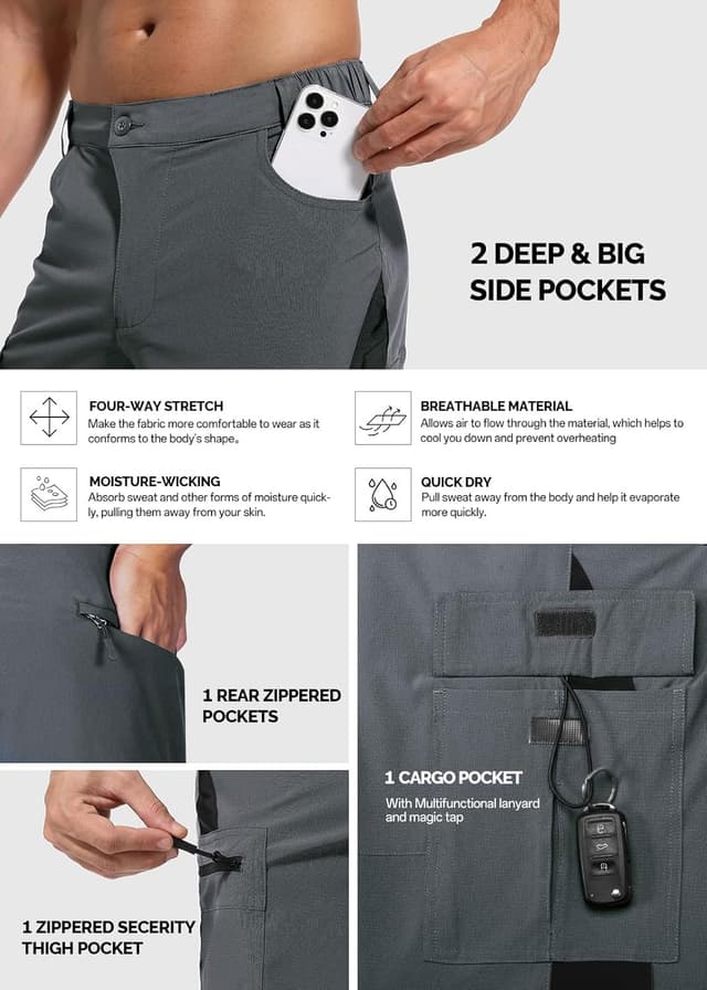 Detalle de Cycorld kurze Herren-Hose für MTB & Wandern – atmungsaktive, schnelltrocknende Bermuda Cargo Shorts