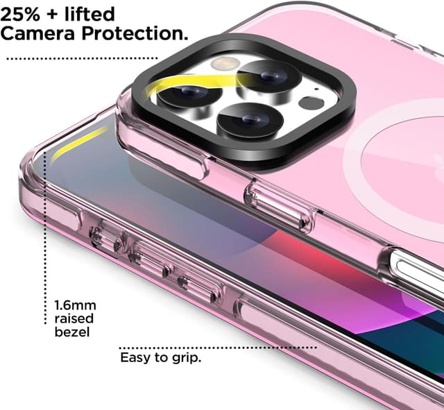 Detalle de AICase Funda Rosa Neón para iPhone 16 Pro con MagSafe