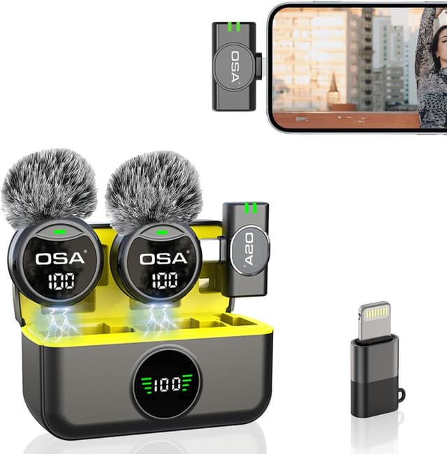 Detalle de OSA Lavalier-Mikrofon für iPhone & Android-Kamera (USB-C/Typ-C) – kabelloses Ansteckmikrofon für Vlog, TikTok