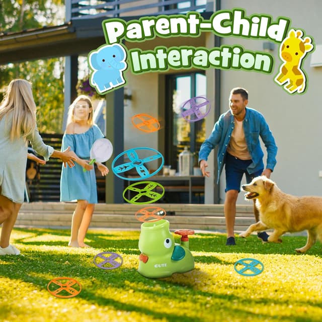 Detalle 2 de Veopoko flying disc launcher outdoor toy set for kids (ages 3–8)