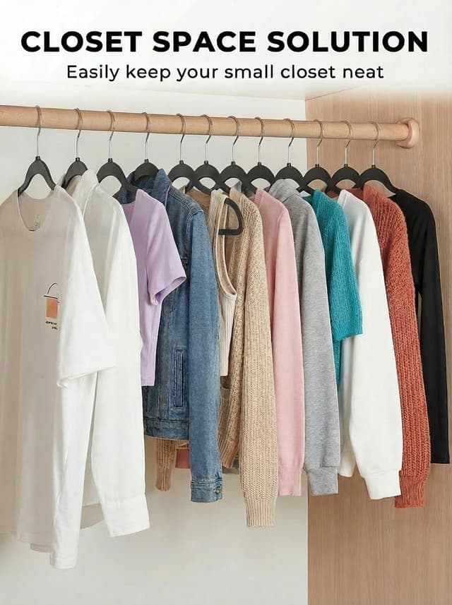 Detalle de SMARTOR Heavy-Duty Plastic Hangers (50 Pack) — Slim Non-Velvet Hangers with 360° Swivel Hook