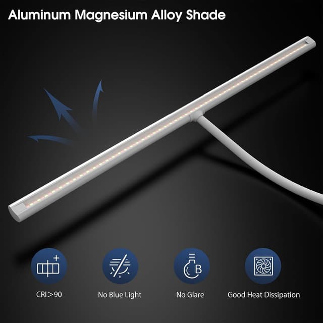 Detalle de EYOCEAN Schreibtischlampe LED mit Gestensteuerung & Fernbedienung, 24W, 80 cm, dimmbar (Weiß)