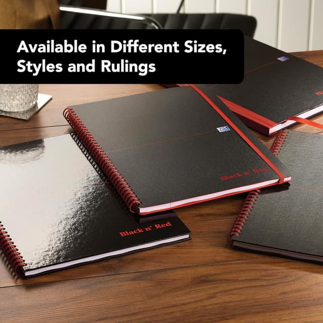 Thumbnail 6 de Oxford Black n' Red A5 Glossy Hardback Wirebound Notebook (Ruled, 140 pages) with Scribzee