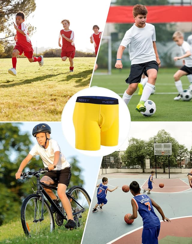 Detalle 2 de INNERSY Boxer pour garçon en coton doux, braguette ouverte 3D – lot de 5 (6 à 18 ans)