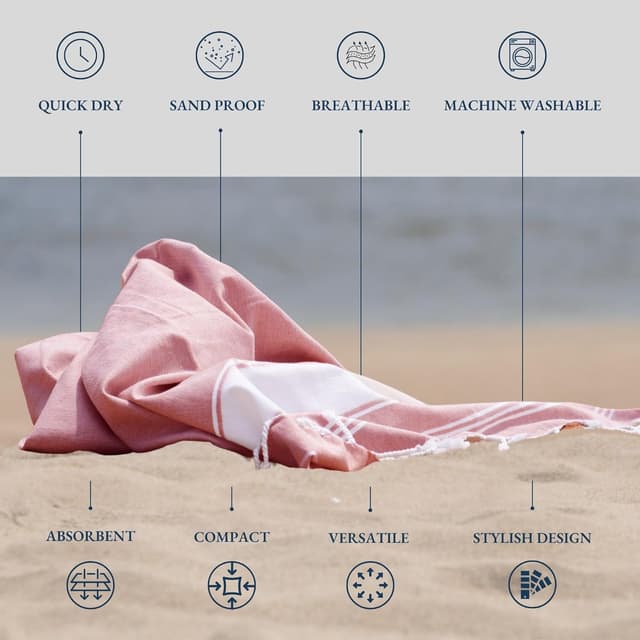 Thumbnail 3 de LANE LINEN Turkish Beach Towels Set 39x71