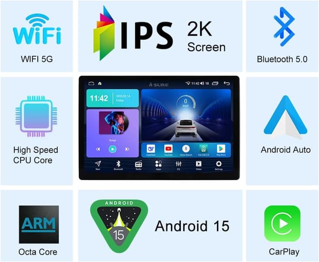 Detalle 2 de ACAVICA 13.1” QLED Sat Nav Android 15 Car Radio for VW Transporter T6 (2016–2021)