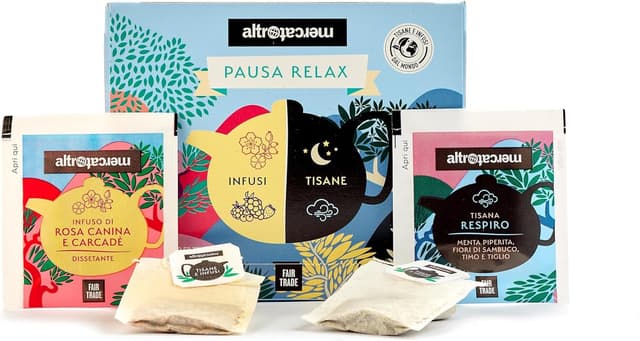 Detalle de Cofanetto Pausa Relax Altromercato con infusi e tisane alle erbe (40 bustine)