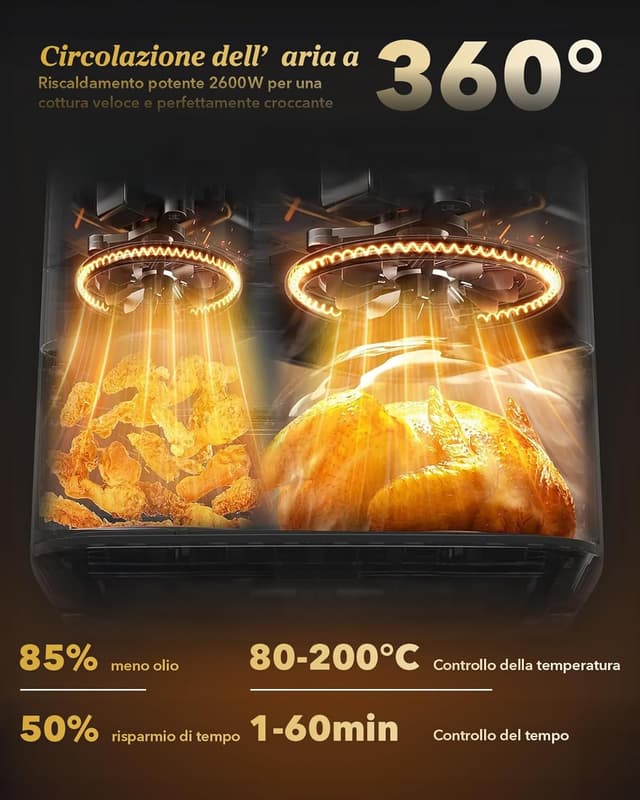Thumbnail 5 de Friggitrice ad aria 11L doppio cestello 4+7L
