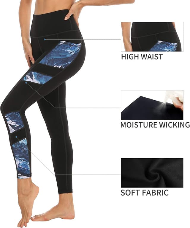 Detalle 2 de JOYSPELS Women’s High Waisted Gym Leggings with Full-Colour Printed Pattern and Pockets