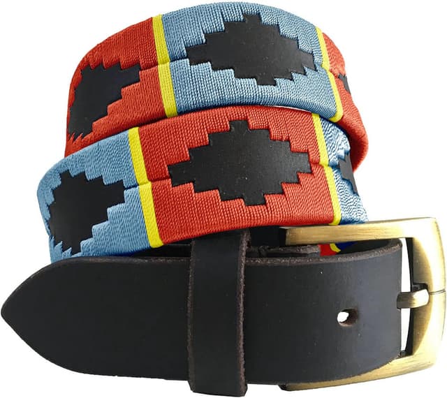 Detalle de Carlos Diaz Mens/Womens Premium Unisex Brown Leather Embroidered Polo Belt (3.5cm)