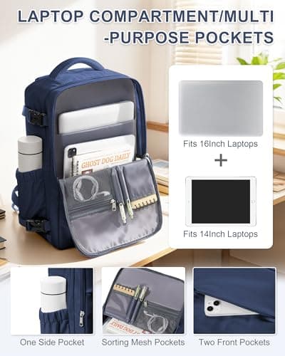 Detalle 2 de BJLFS Mochila de cabina 40x30x20 con compartimento para portátil y tejido impermeable (compatible con cabina tipo Ryanair/Vueling)