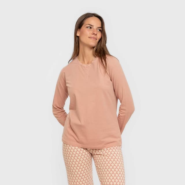 Detalle de TRAMAS+ pigiama donna 100% cotone a maniche lunghe e pantalone lungo (2 pezzi)
